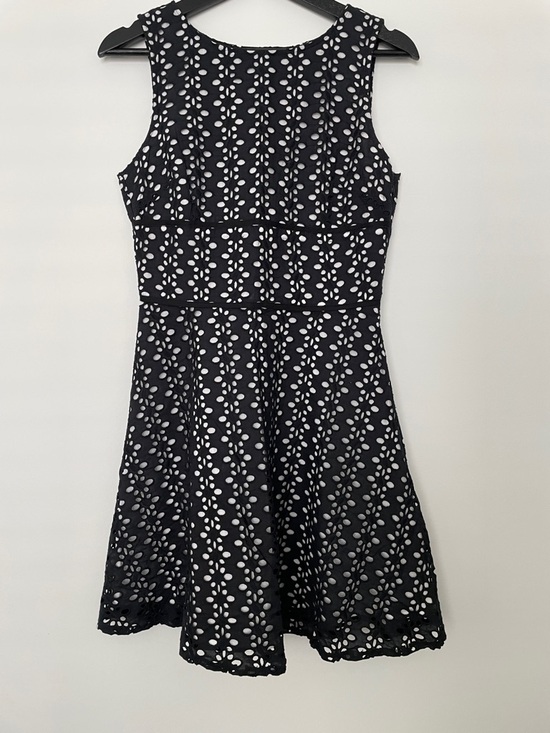 BB Dakota Dresses & Skirts - BB Dakota Black Eyelet Fit-and-Flare Midi Dress